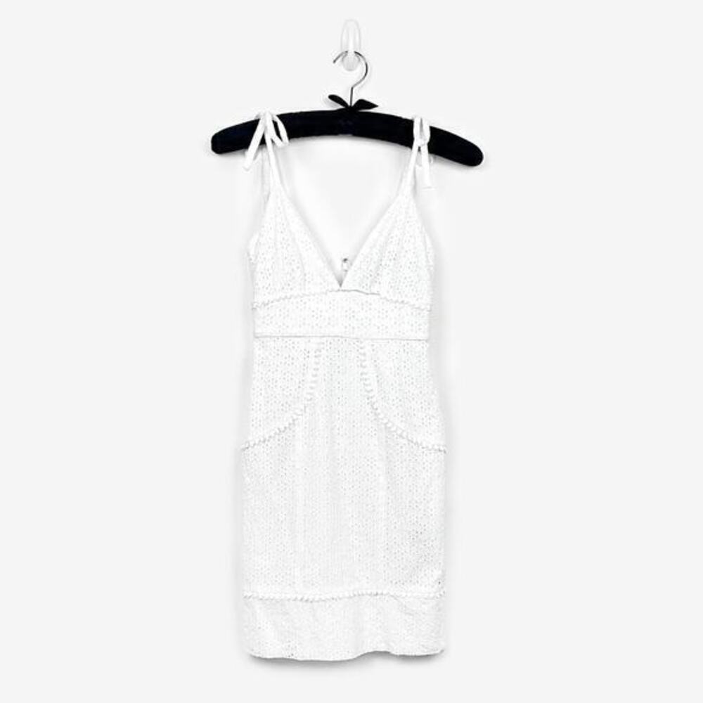 Majorelle Florentine Dress Size‎ XXS White Cotton Eyelet Tie Shoulder Summer